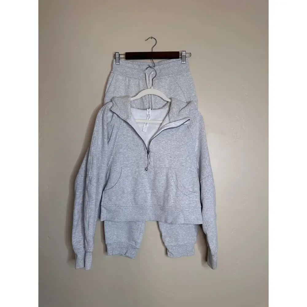 Lululemon Scuba Oversized 1/2 Zip Hoodie Heathered Core Ultra Light Grey XS/S
